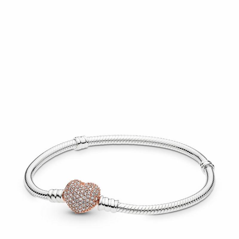 Pandora Rose™ Heart Clasp Bracelet Ireland - Pandora Rose/Sterling Silver/Cubic Zirconia - 958136UBM